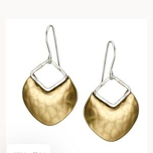 Marjorie Baer Earrings Brass Silver 925 Dangle Artisan Modern signed JB7